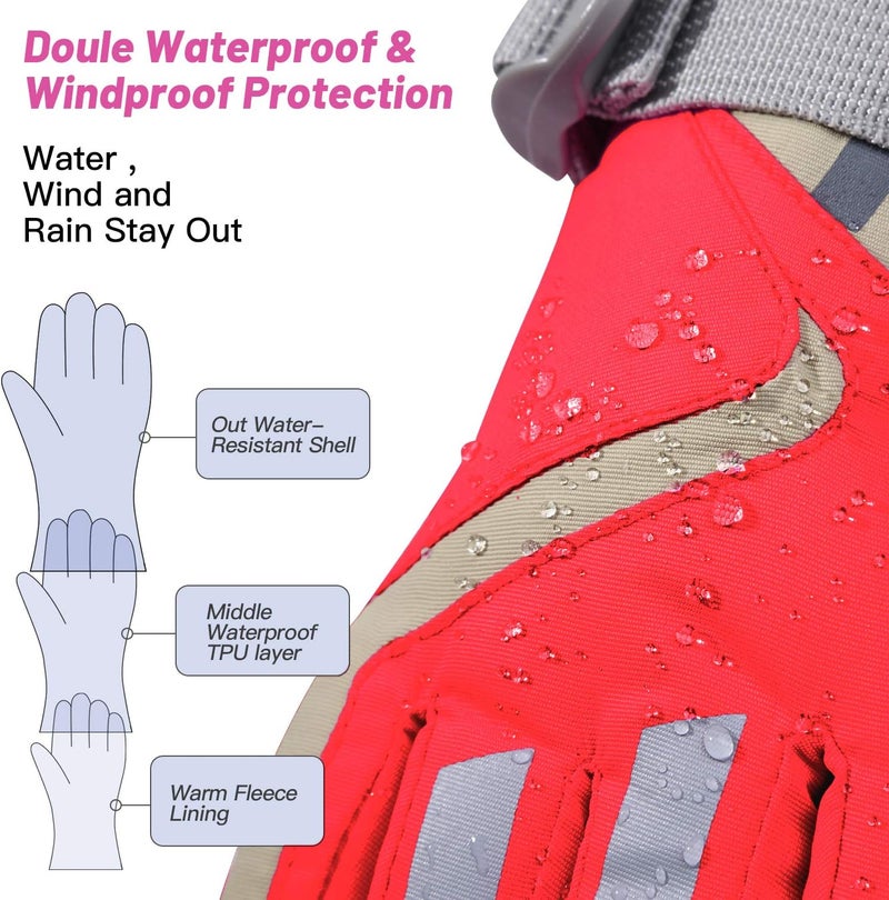 7-Mi Kids Winter Warm Water-Resistant Gloves for Skiing/Snowboarding/Cycling/Riding Outdoor Activities Children Mittens - Image 2
